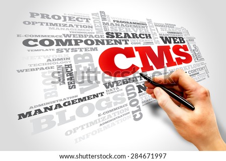 CMS Content Management System word cloud, business concept