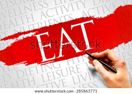 EAT word cloud, fitness, sport, health concept