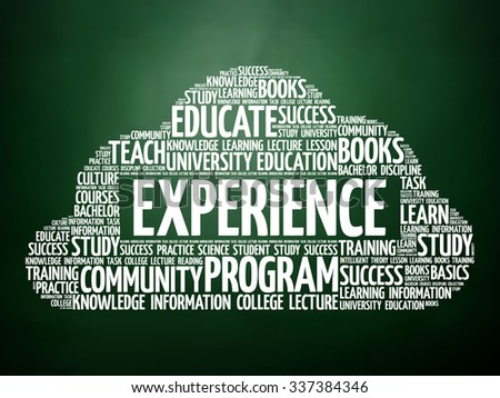Experience word cloud, education concept on blackboard