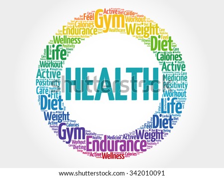 HEALTH circle word cloud, fitness, sport, health concept