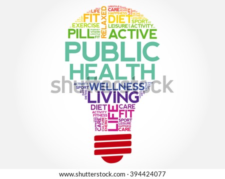 Public Health bulb word cloud, health concept background