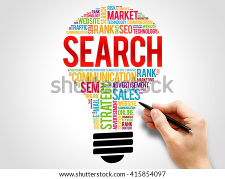 SEARCH bulb word cloud, business concept