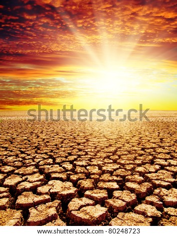 drought land under red sunset