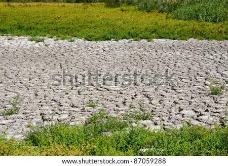 view to earth with cracks and grass