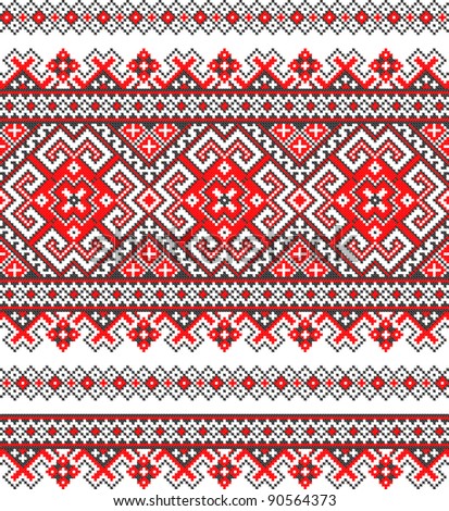 embroidered good like handmade cross-stitch ethnic Ukraine pattern. Raster version over 20MPx