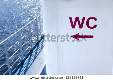 WC sign on board a ship.