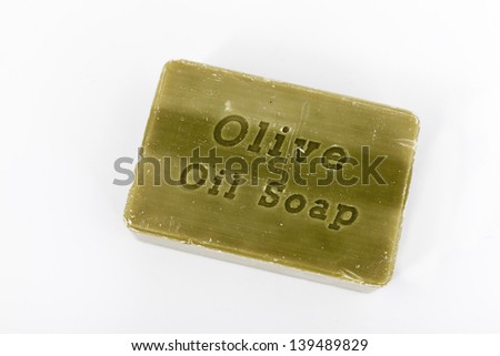 natural olive oil soap on white background