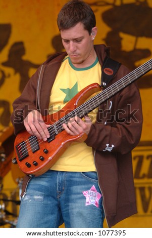 Stefan Lessard - bass player in Dave MAtthews Band  at the 2005 New Orleans Jazzfest