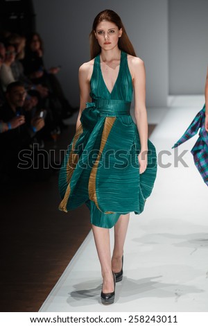 A new collection of designs by Israeli Mashiah Arrive presented at Potsdam Now, a fashion event accompanying the Mercedes Benz Fashion Week Berlin on January 22, 2015 in Potsdam, Germany.