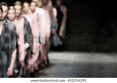 Fashion Show, A Catwalk Event, Models On A Runway, blurred on purpose