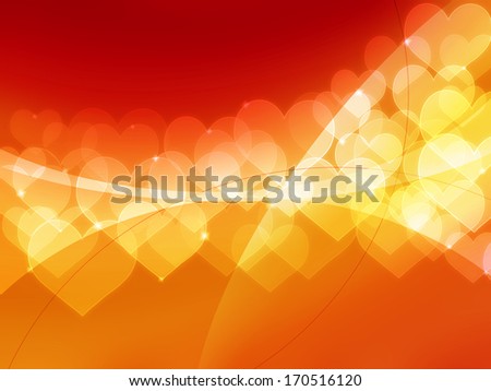 Abstract heart shape on orange to red gradient background