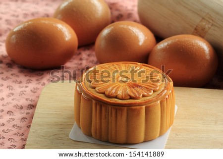 Moon cakes and egg background for the Chinese Mid-autumn festival