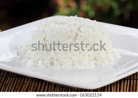Plane steamed rice / dish of thai food