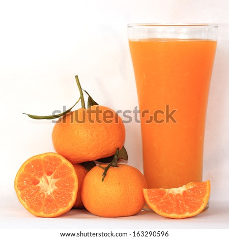 Group of orange and orange juice isolated on white
