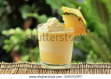 Fresh Pineapple Smoothie With Slice Of Pineapple