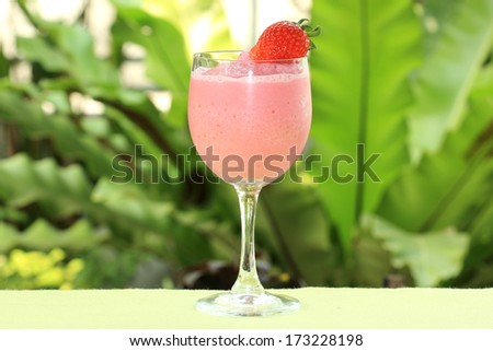 Refreshing Strawberry smoothie drink on the table