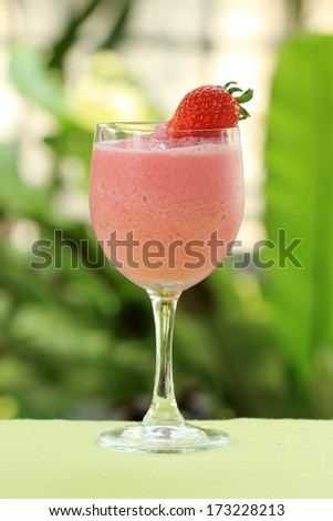 Refreshing Strawberry smoothie drink on the table