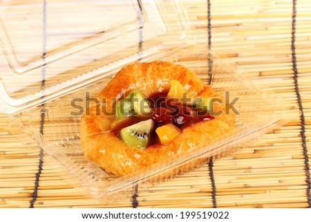 Fruit denish bread in the plastic pack