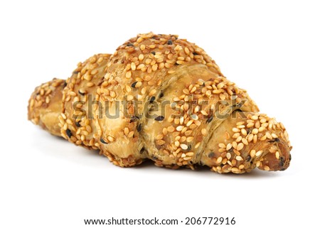 Sesame croissant isolated on the white background