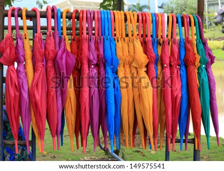 storage of different colors umbrella