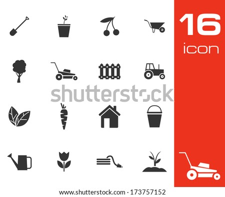 Vector Black Gardening Icons Set On White Background - 173757152