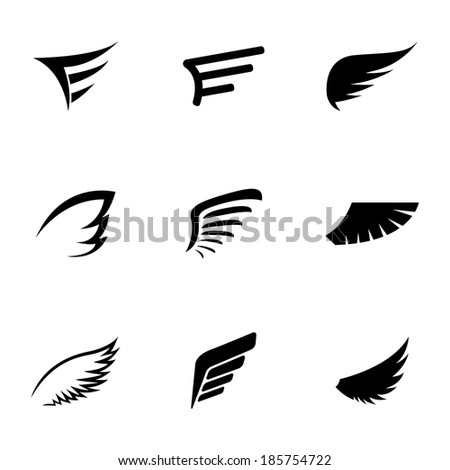 Vector Black Wing Icons Set On White Background - 185754722 : Shutterstock