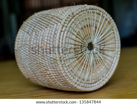 Wicker tissue box put on the dinning table