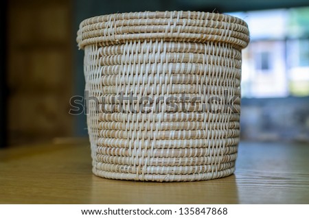 Wicker tissue box put on the dinning table