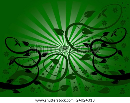 Black And Green Background. stock vector : A green floral