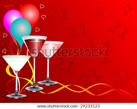 stock photo : A twenty first birthday party background template with drinks 
