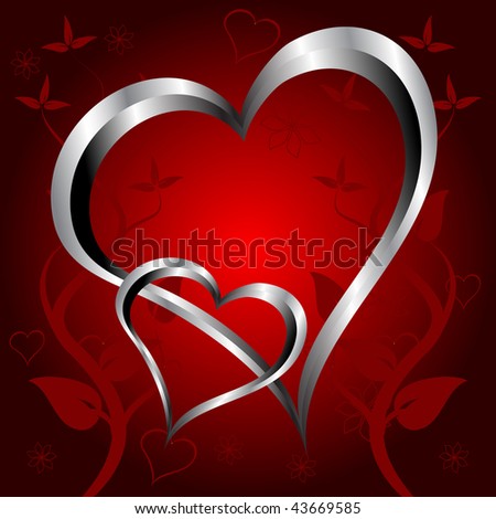 Valentines  Hearts on Photo   A Red Hearts Valentines Day Background With Silver Hearts
