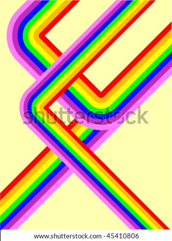 A colourful retro background with rainbow coloured lines on a lemon base