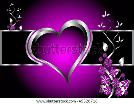 Heart Backgrounds on Vector   A Purple Hearts Valentines Day Background With Silver Hearts