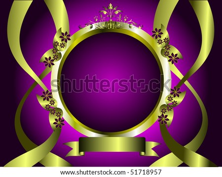 wallpaper purple and gold. stock vector : A gold floral