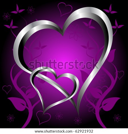 Heart Backgrounds on Photo   A Purple Hearts Valentines Day Background With Silver Hearts