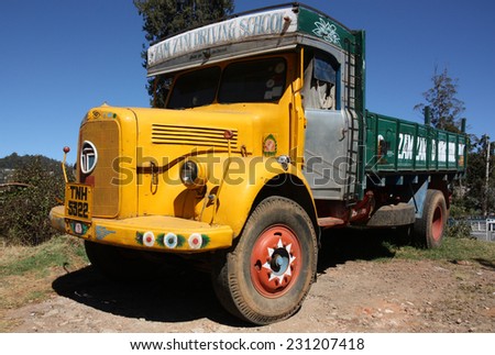 OOTY, INDIA - CIRCA 2011: Vintage truck at Indian driving school