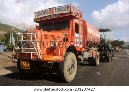 MAHARASHTRA, INDIA - CIRCA 2011: Vintage Indian water tanker truck