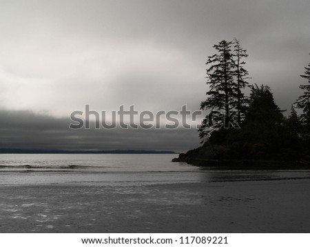 An island accessible only at low tide near Tofino on Vancouver Island.