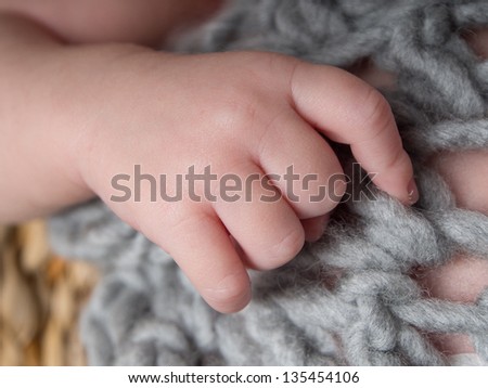 Newborn hand and fingers macro shot