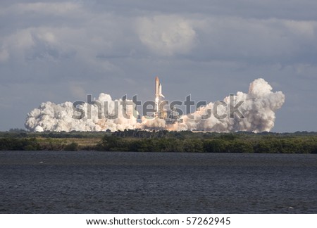 CAPE CANAVERAL, FL - NOV. 16: NASA Space Shuttle Atlantis during initial stages of liftoff on Nov. 16, 2009 in Cape Canaveral, Florida.