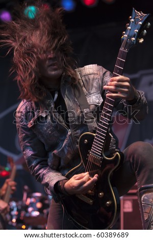 MADISON, WI - SEP. 5: Velkro (Dave Pino) of Powerman 5000 performs live at the WJJO Rock stage at Taste of Madison in Madison, Wisconsin on September 5, 2010.
