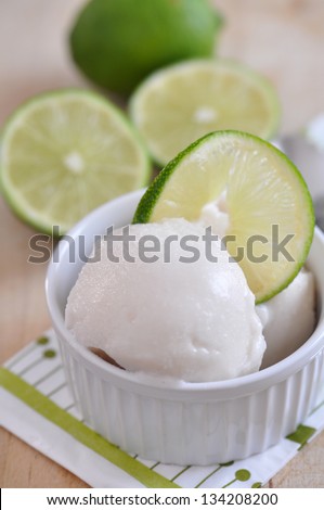 Coconut Lime Ice Cream in a bowl