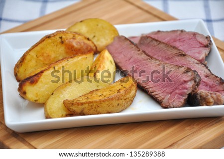 Grilled Steak with potato wedges