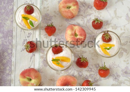 creamy strawberry and peach desserts