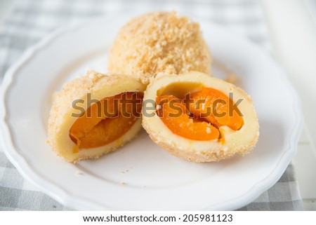 Sweet dumplings filled with apricots