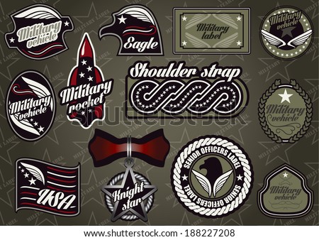 Vector set of customizable military style labels Vector set of customizable military style labels