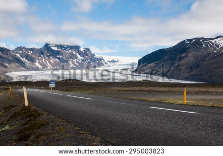 empty road on the ice mountain background at Iceland