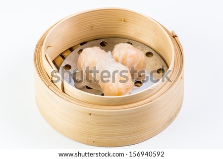 Dim Sum in Steamed Bowl Chinese food isolated on white
