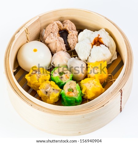 Dim Sum in Steamed Bowl Chinese food isolated on white