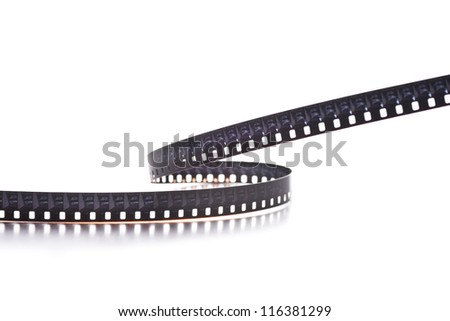 8 mm film strip on white background